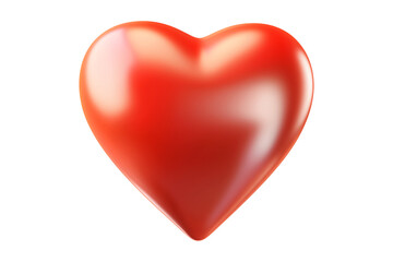 Obraz premium Shiny red heart with smooth, glossy texture isolated on white transparent background, symbol of love, passion and romance concept of Valentine Day