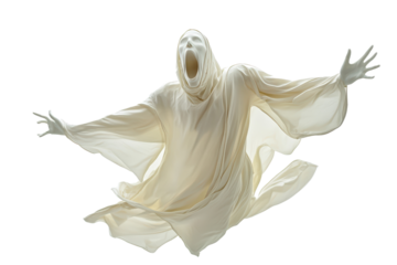 Isolated Ethereal Figure Floating with Outstretched Arms