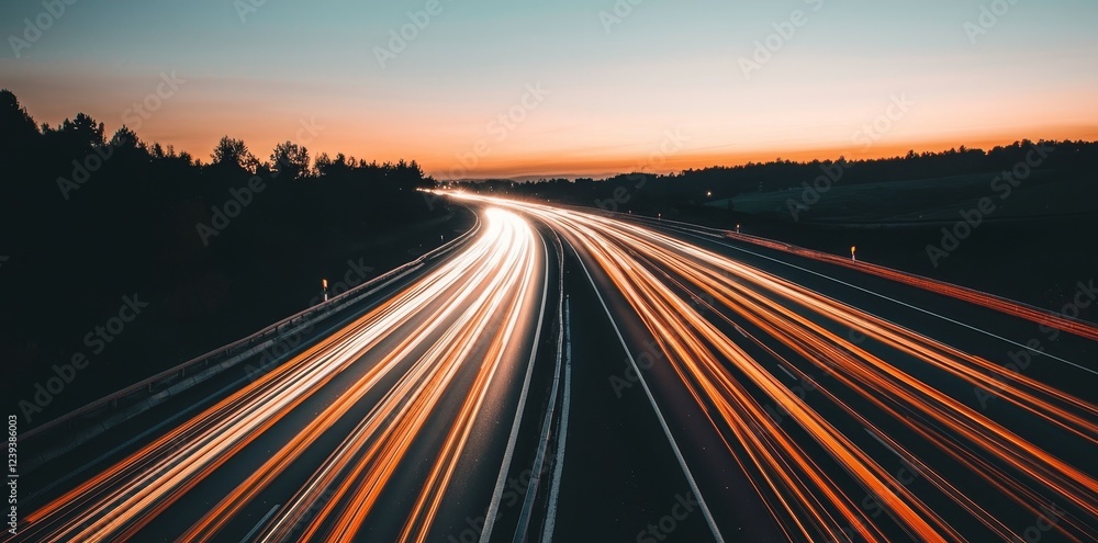 Poster stocka generative ai creates an abstract scene with long exposure, highlighting dynamic light trails