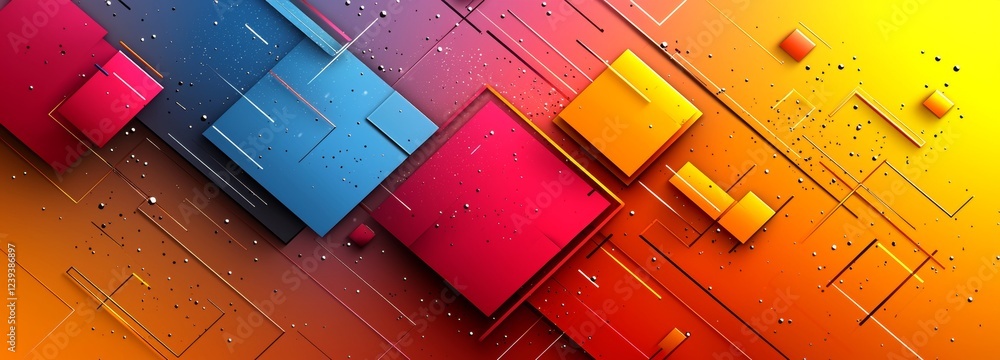 Poster abstract colorful geometrical hi-tech digital web horizontal banner design template with space for t