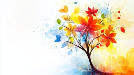 Abstract background featuring a colorful floral tree design