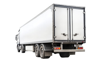 Isolated White Delivery Truck Back Angle View