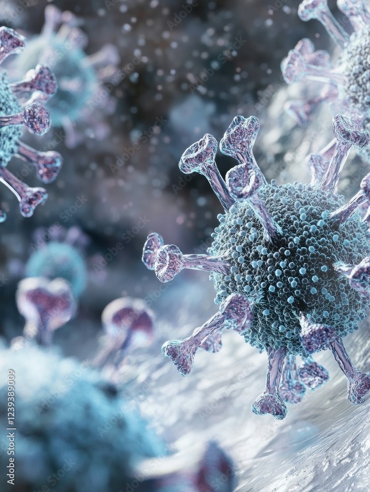 Aufkleber 3d illustration of respiratory virus infection affecting lung tissue in a medical background with mi