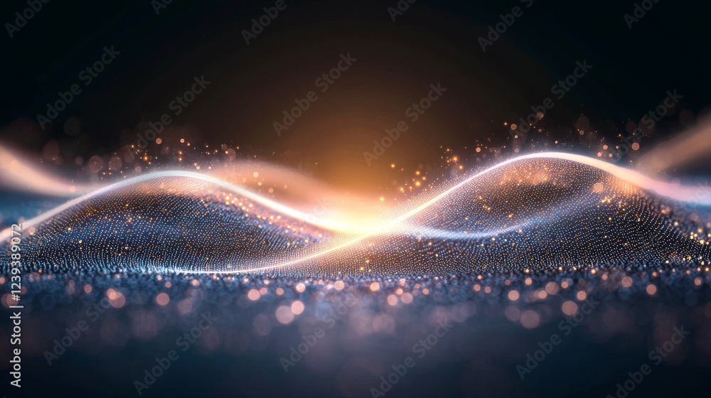 Poster the illustration of big data technology and data science revolves around the data flow concept, invo