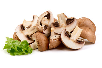 Royal brown champignons, isolated on white background.