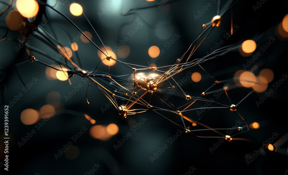 Poster artificial neural network. concept of big data. stock representing the future of technology. 3d illu