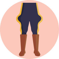 Traditional Mountie Attire – Depicts the distinctive pants and tall boots worn by the Royal Canadian Mounted Police.