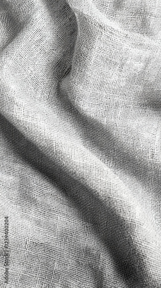 Poster a close-up capture of a delicate gray linen fabric gently cascading over itself, showcasing its natu