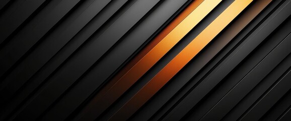 Obraz premium Black metal texture steel pattern with a grey line curve design on an abstract black background, suitable for a dark horizontal template or banner as a business backdrop. The abstract background