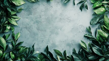 Leafy frame on textured background