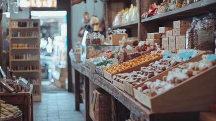 Artisan bakery display with baked goods