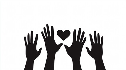 Hands Up with Heart Love: Vector Illustration for Positive Emotions, Empathy, and Giving
