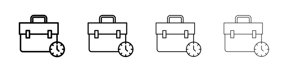 Briefcase with clock icon Flat illustration sign