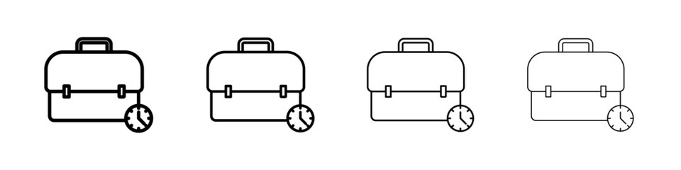 Briefcase with clock icon Flat illustration sign