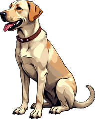 Labrador Retriever dog or simply golden Labrador a retriever sitting on a white background Illustration graphic style
