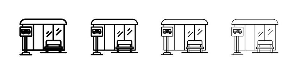 Bus stop stand icon Flat illustration sign