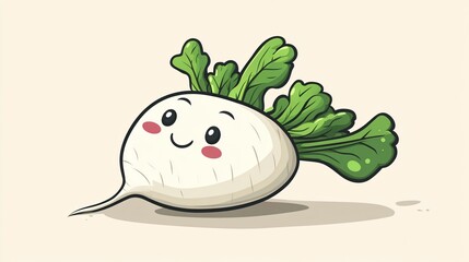 Naklejka premium Image Representing Pinocchio Character with White Radish as Nose Lying on White Background for Storytelling Concept