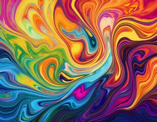 vibrant colorful abstract painting with liquid swirling patterns fluid dynamic composition in rainbow colors background for graphic design art print abstract art home and office decor concept