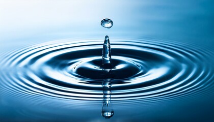 water droplet falling creating concentric ripples on calm water surface