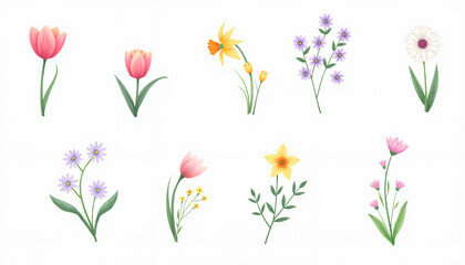Colorful floral arrangement on white background