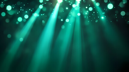 Obraz premium Bright green light beam creating lens flare effects in a dark setting. Light Source. Illustration