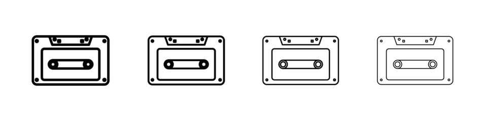Cassette tape icon linear logo isolated