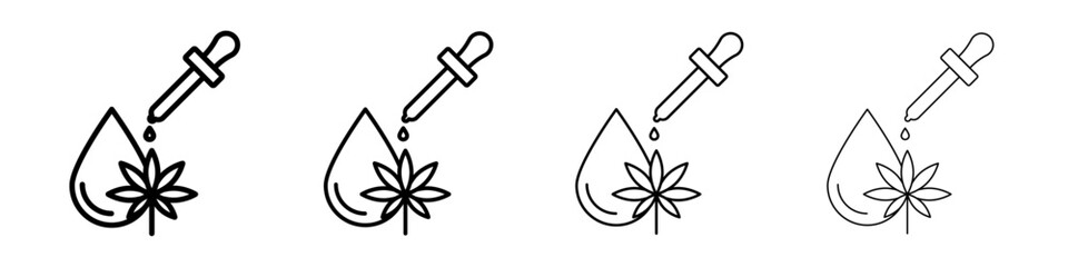 CBD oil drop icon linear logo isolated