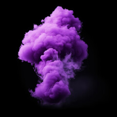 Fototapeta premium A dramatic plume of vibrant purple smoke swirling dynamically against a black background, perfect for creative and abstract visuals.