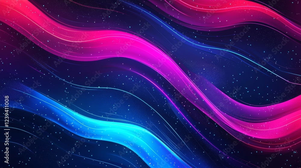 Poster abstract digital background featuring rounded colored lines. information flow space. big data visual
