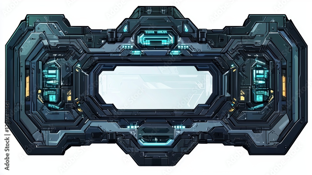 Aufkleber abstract hi-tech hud sci-fi display interface frame showcasing a digital technology element.