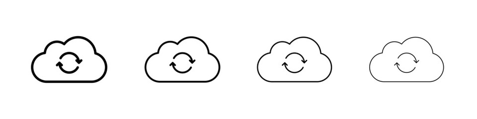Cloud sync icon linear logo isolated