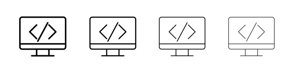 coding program icon linear logo isolated