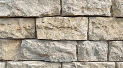 Detailed view of natural stone wall in bright sunlight showcasing texture and color variation