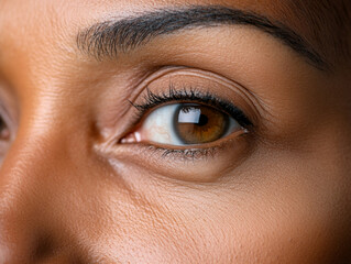 Obraz premium Close-up of a woman's expressive brown eye