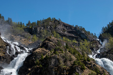 Langfossen Waterfall - A Must-See Cascading water Along the Road in Norway