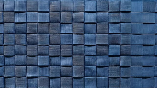 Blue woven texture showcasing intricate patterns of interlaced squares demonstrating craftsmanship and artistic design