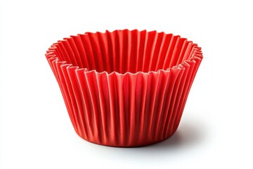 Isolated red silicone cupcake mold on white background