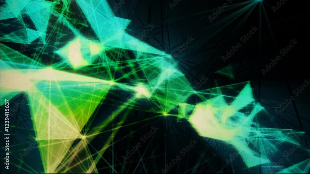 Poster In a captivating display, colorful patterns and lights converge in an immersive abstract experience. The dynamic interplay of shapes creates an enchanting visual journey through a digital wonderland.