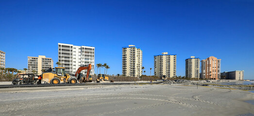 Dredging on Fort Myers Beach after Hurricane Ian, Helene and Milton slams the West Coast of Florida, USA. 