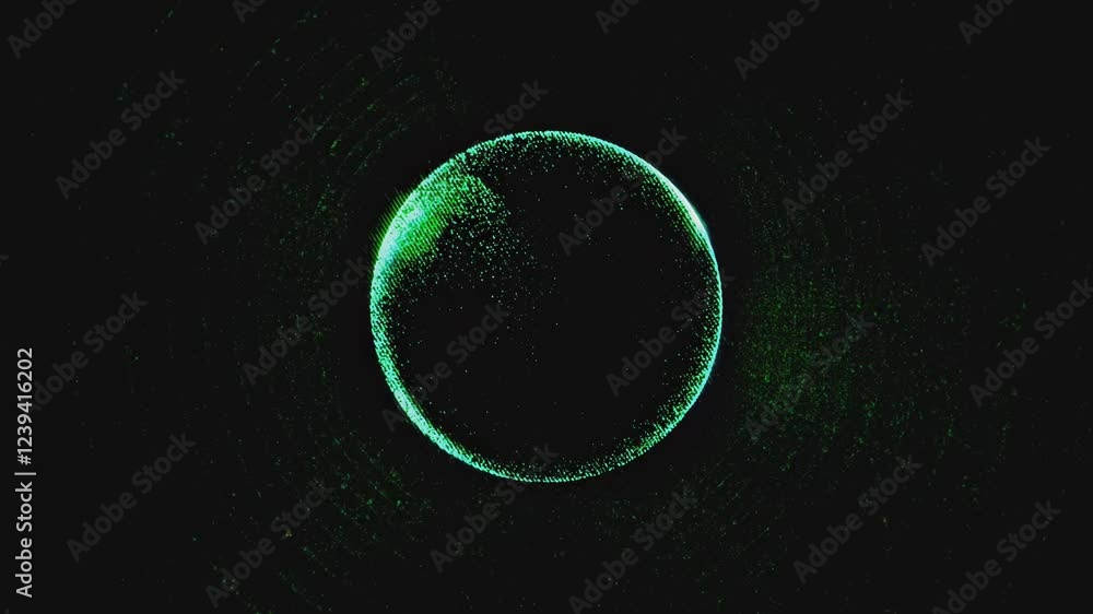 Poster dive into an enchanting journey through a digital universe where vibrant green particles create hypn