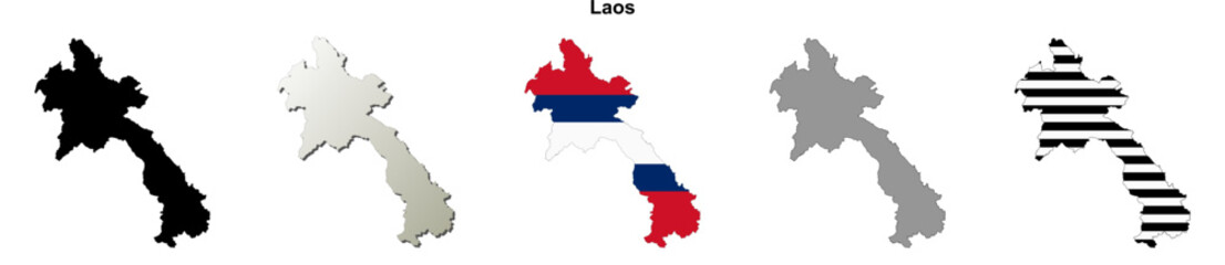 Fototapeta premium Laos outline map set