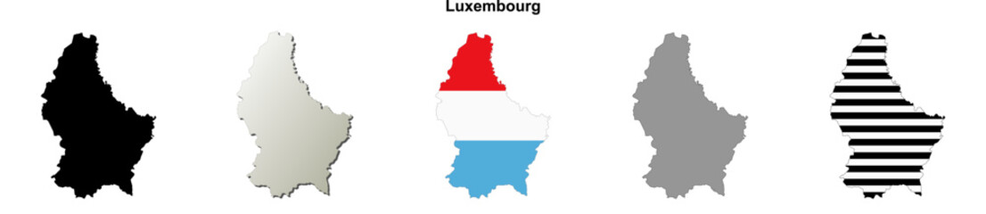 Obraz premium Luxembourg outline map set