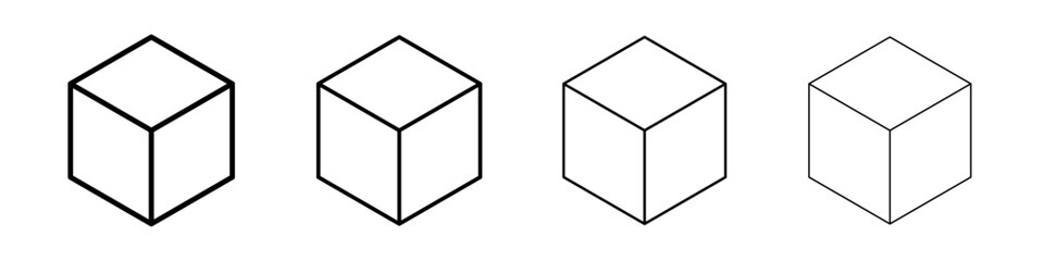 Cube icon linear logo isolated