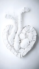 Creative Heart Shape Art Made from White Paper Cutouts on Wall