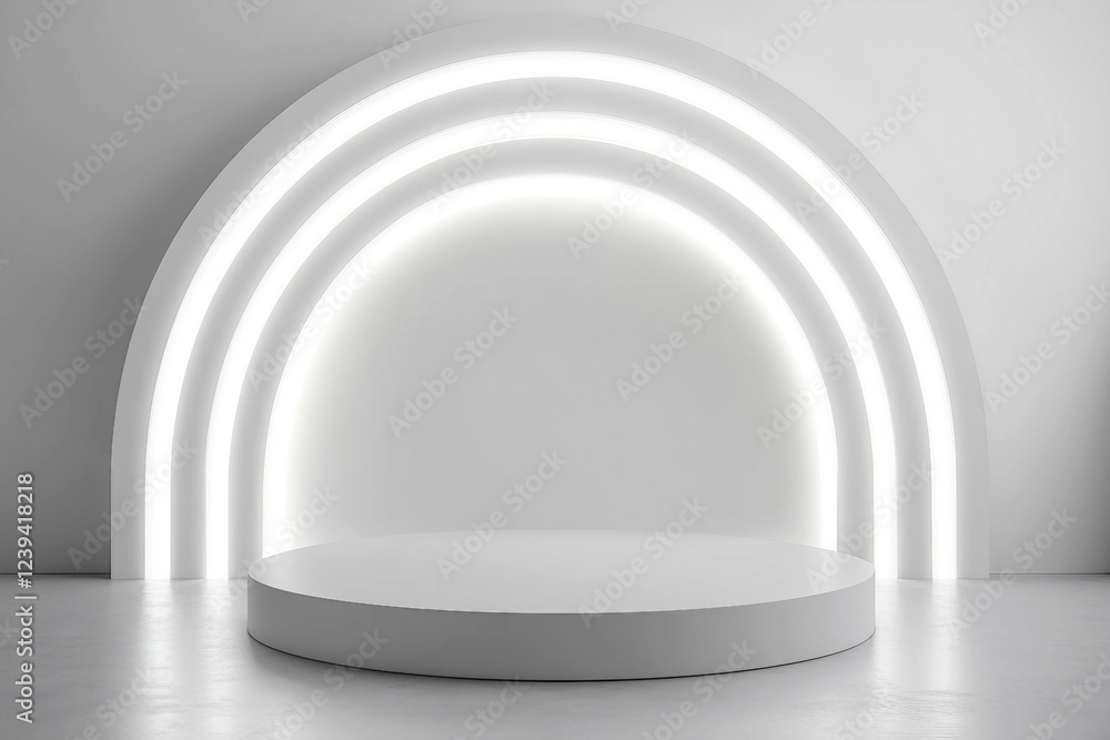Poster 3d render colorful minimalist podiums on vibrant background designed with generative ai
