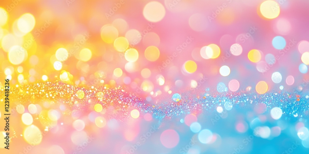 Poster vibrant bokeh effect with colorful rainbow sparkles on a grey background.
