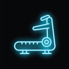 Neon blue treadmill glowing on a black background