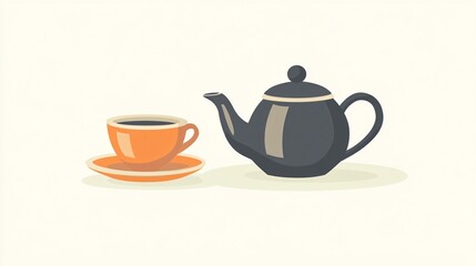 Flat Vector Icon and Symbol of a Tea Pot and Cup, Ideal for Web and App Design, Social Media, and Presentations