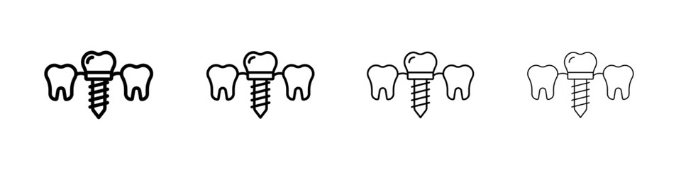 Dental implants icon linear logo isolated