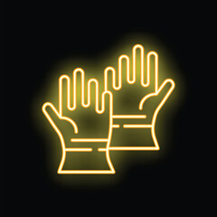 Glowing neon line rubber gloves icon isolated on black background vector illustration for your design, advertising, postcards, banners